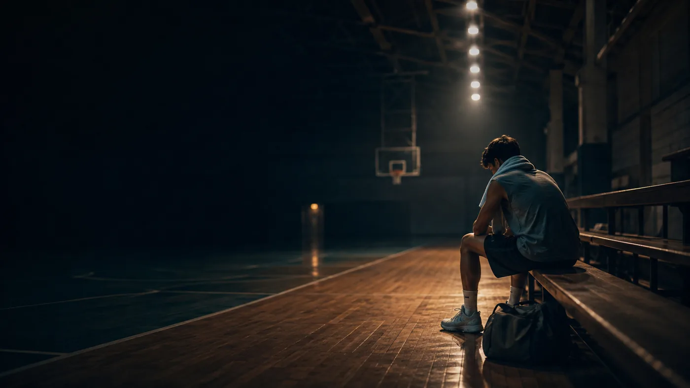 Conversation calme entre un mentor et un athlète, en fin de journée